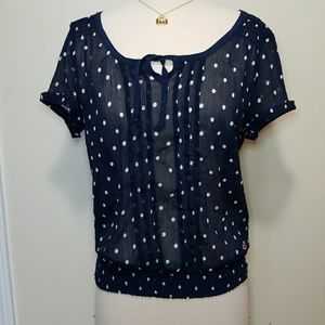 Hollister polka dot sheer top L